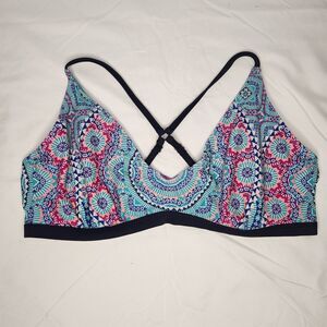 Athleta Womens 38 D/DD Fiji Cross Back Bikini Top w/ Underwire Blue